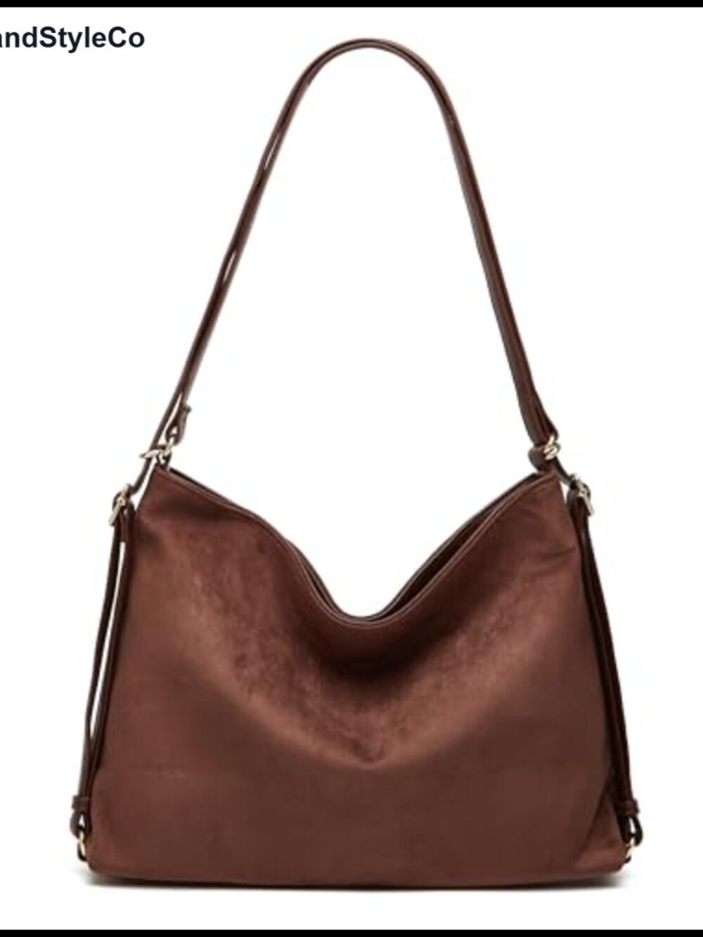 Faux Suede Hobo Bag Crossbody Shoulder Purse Large Satchel Tote Women - Picture 5 of 6